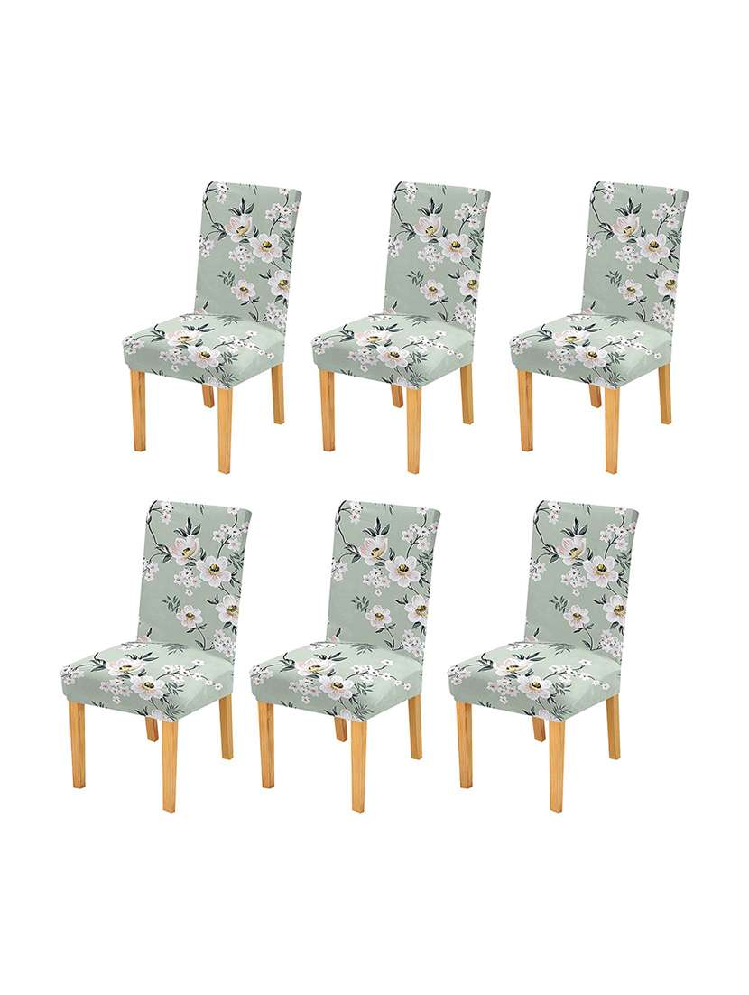 pack of 6 green printed chair cover