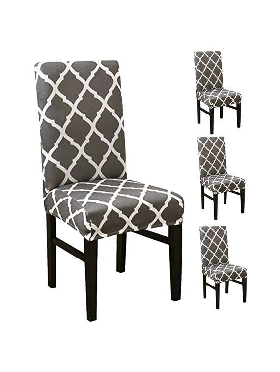 pack of 6 grey printed chair cover - 19839504 -  Standard Image - 2