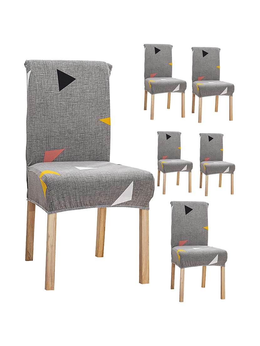 pack of 6 grey printed chair cover