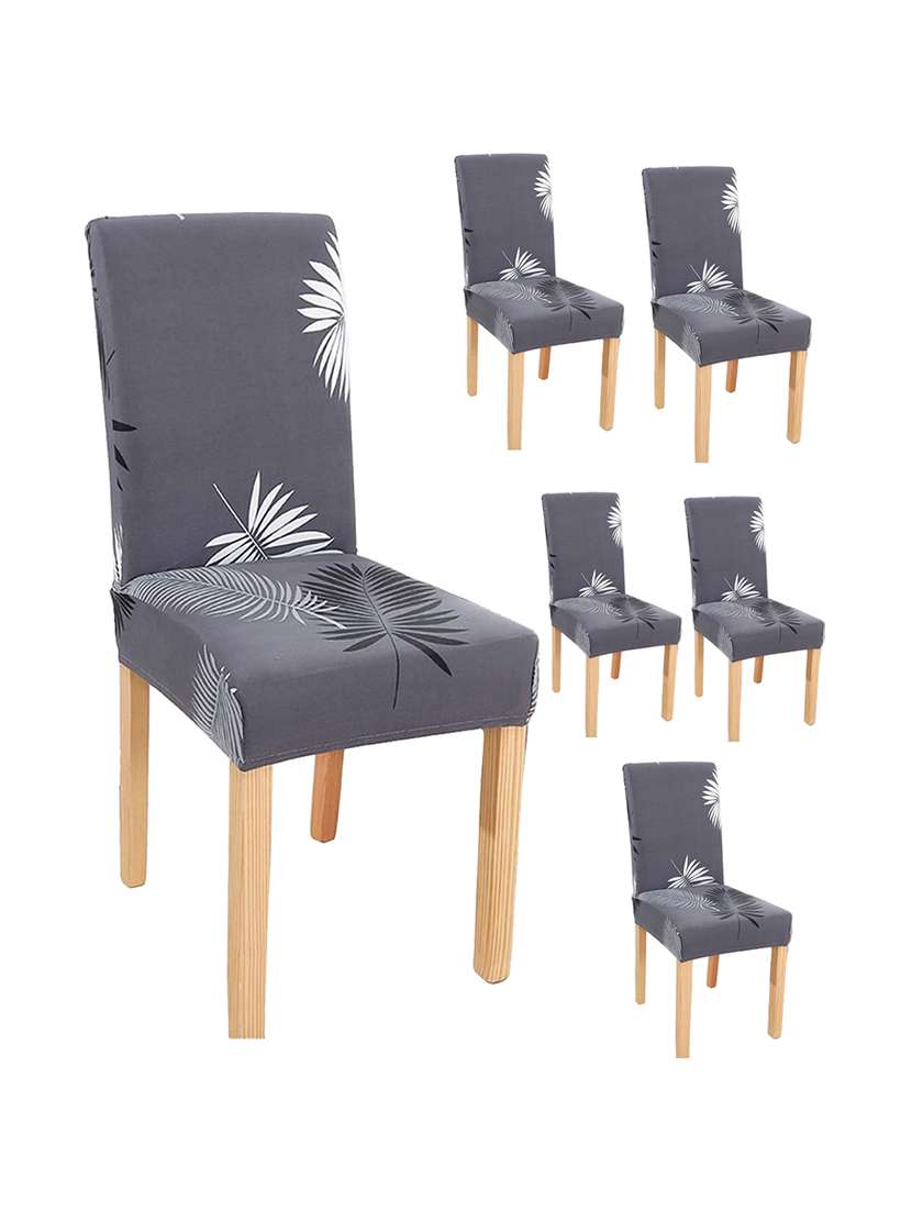 pack of 6 grey printed chair cover