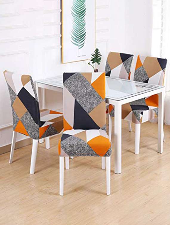 pack of 6 multi colored printed chair cover - 19839557 -  Standard Image - 2