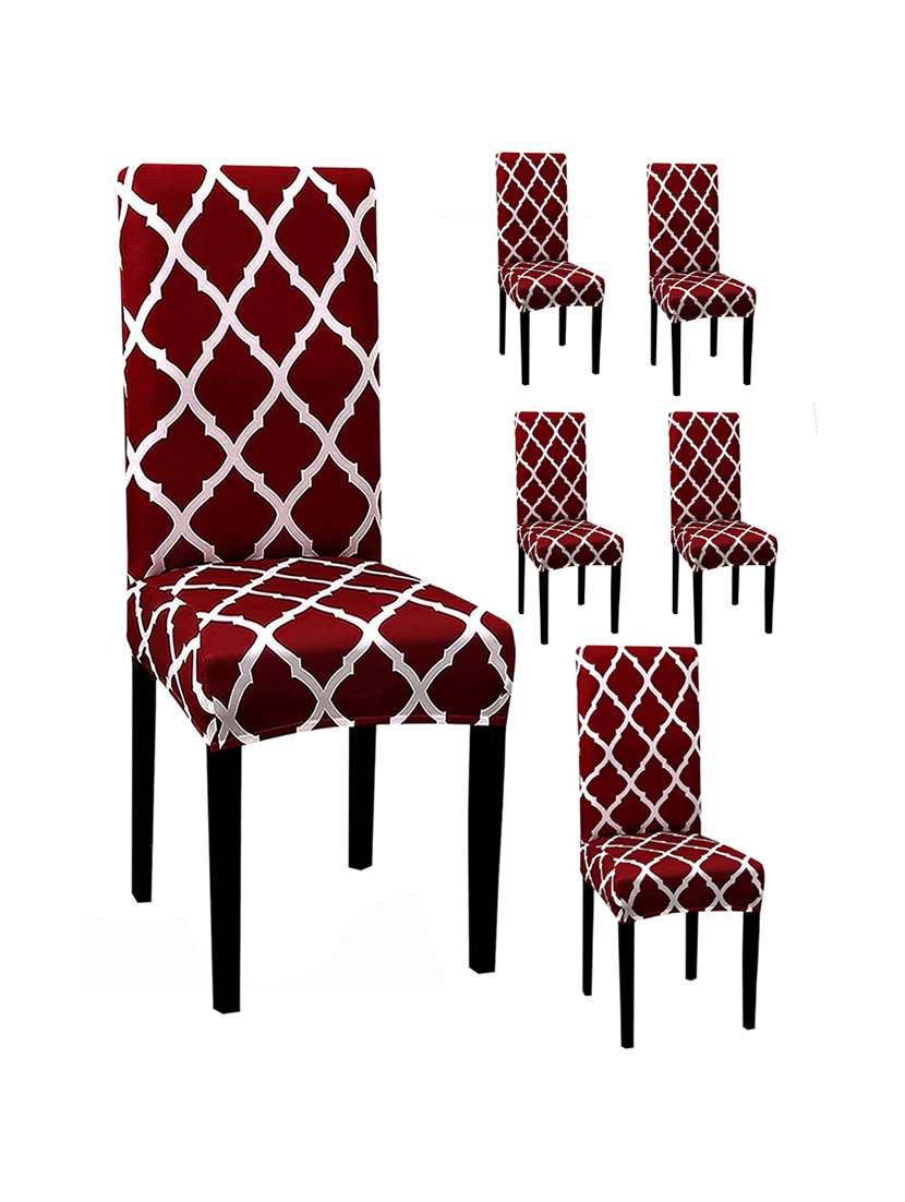 pack of 6 red printed chair cover