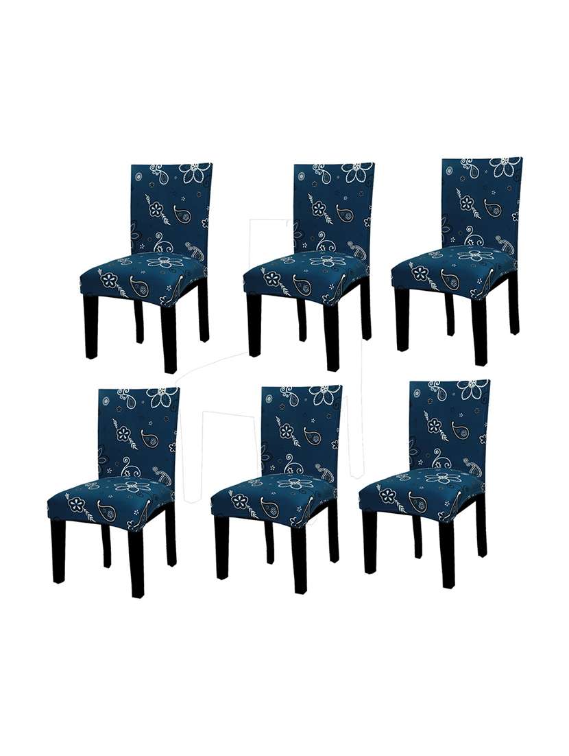 pack of 4 blue printed chair cover