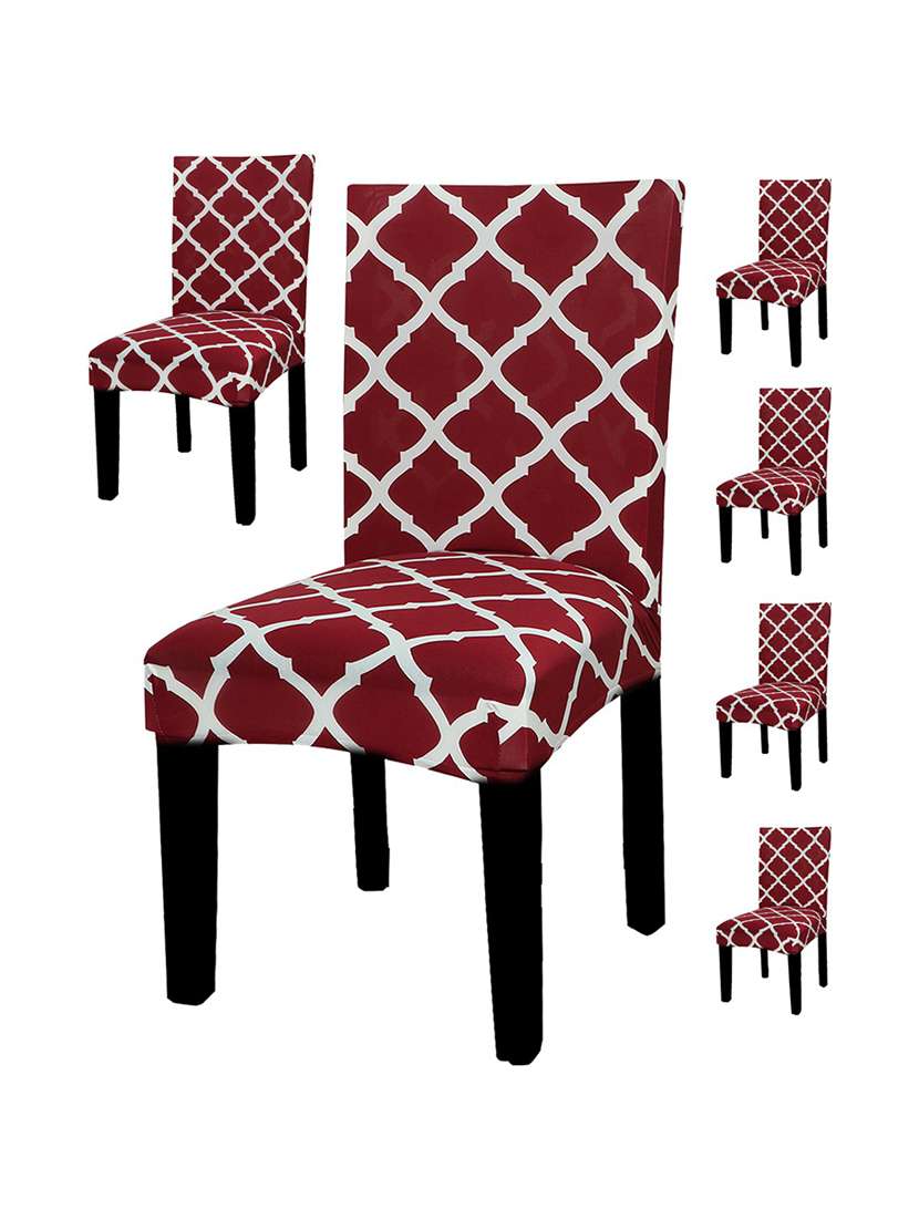 pack of 6 red printed chair cover