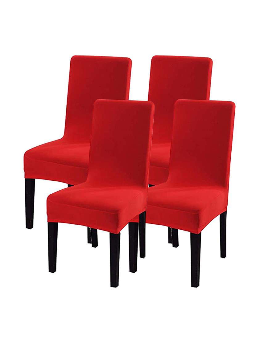 pack of 4 red solid chair cover