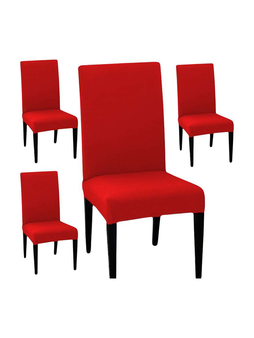 pack of 4 red solid chair cover