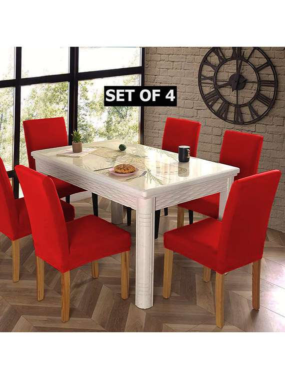 pack of 4 red solid chair cover - 19839621 -  Standard Image - 2
