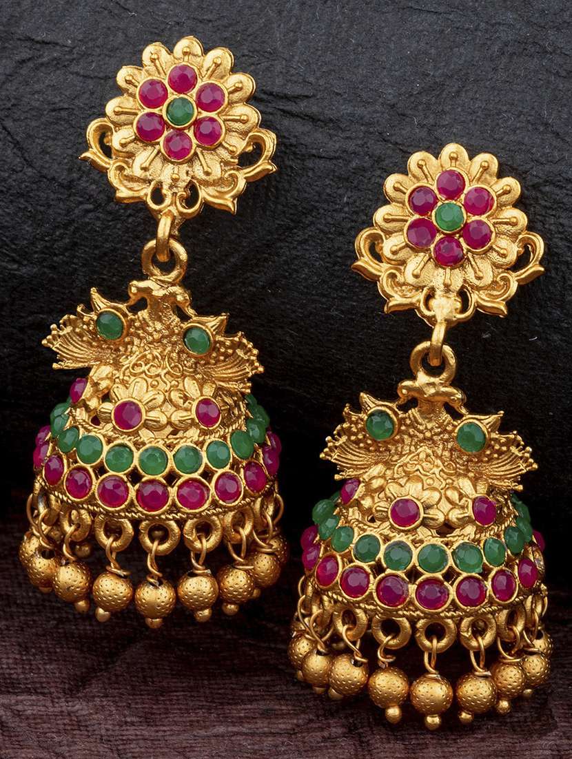 multi colored alloy jhumka earring