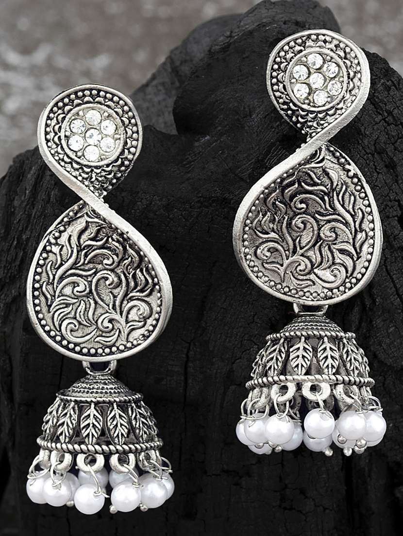silver alloy jhumka earring