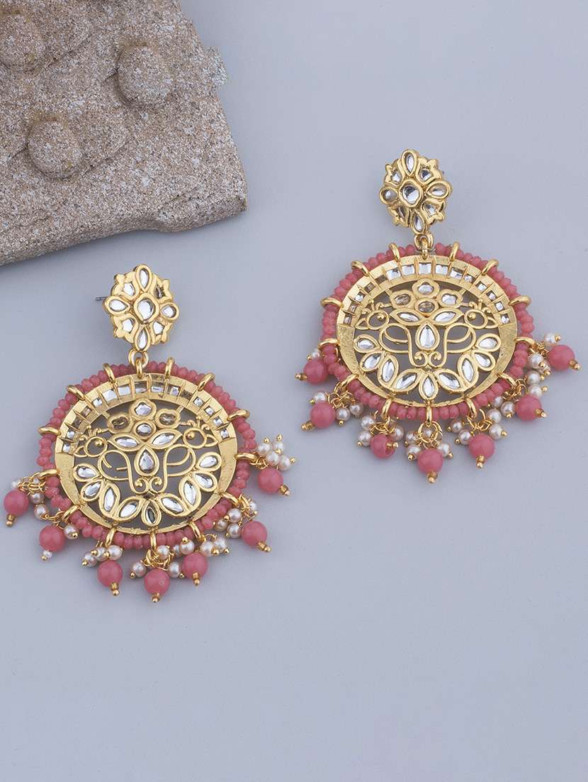 pink alloy chandballi earring