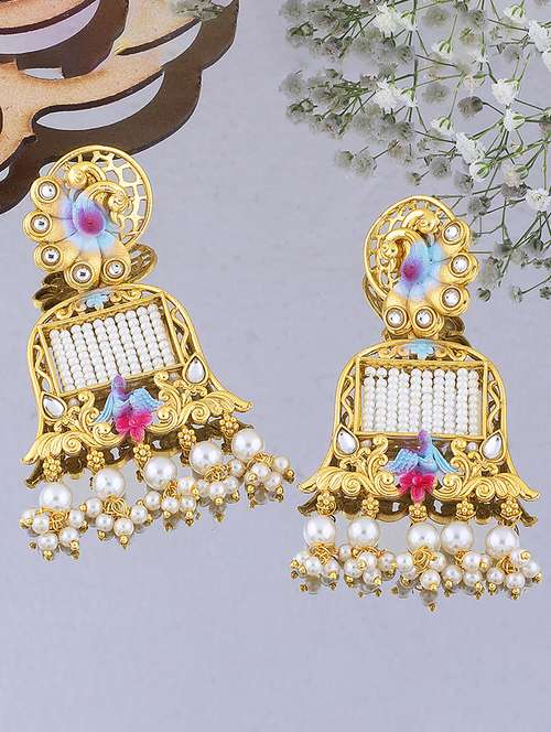 gold alloy chandellier earring - 19839954 -  Standard Image - 0