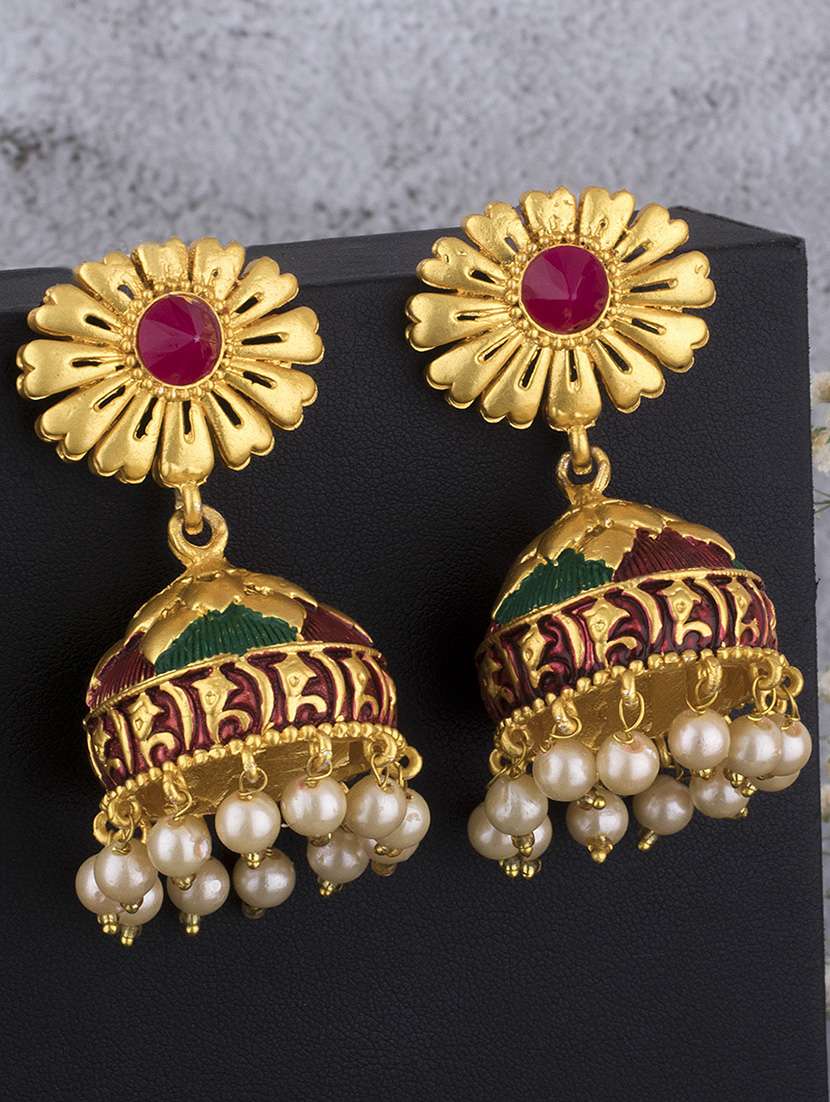 gold alloy jhumka earring