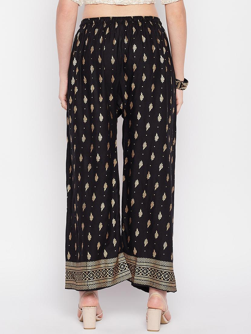 black rayon straight palazzo - 19840845 - Standard Image - 2