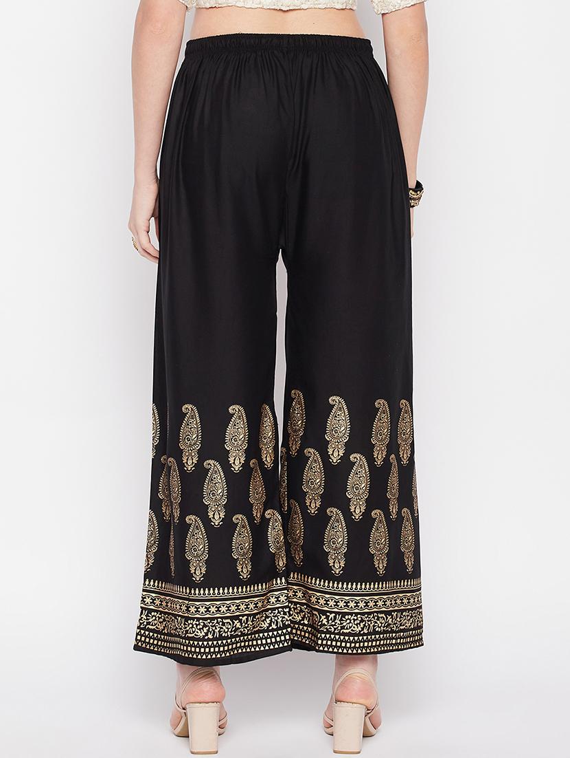 black rayon straight palazzo - 19840849 - Standard Image - 2