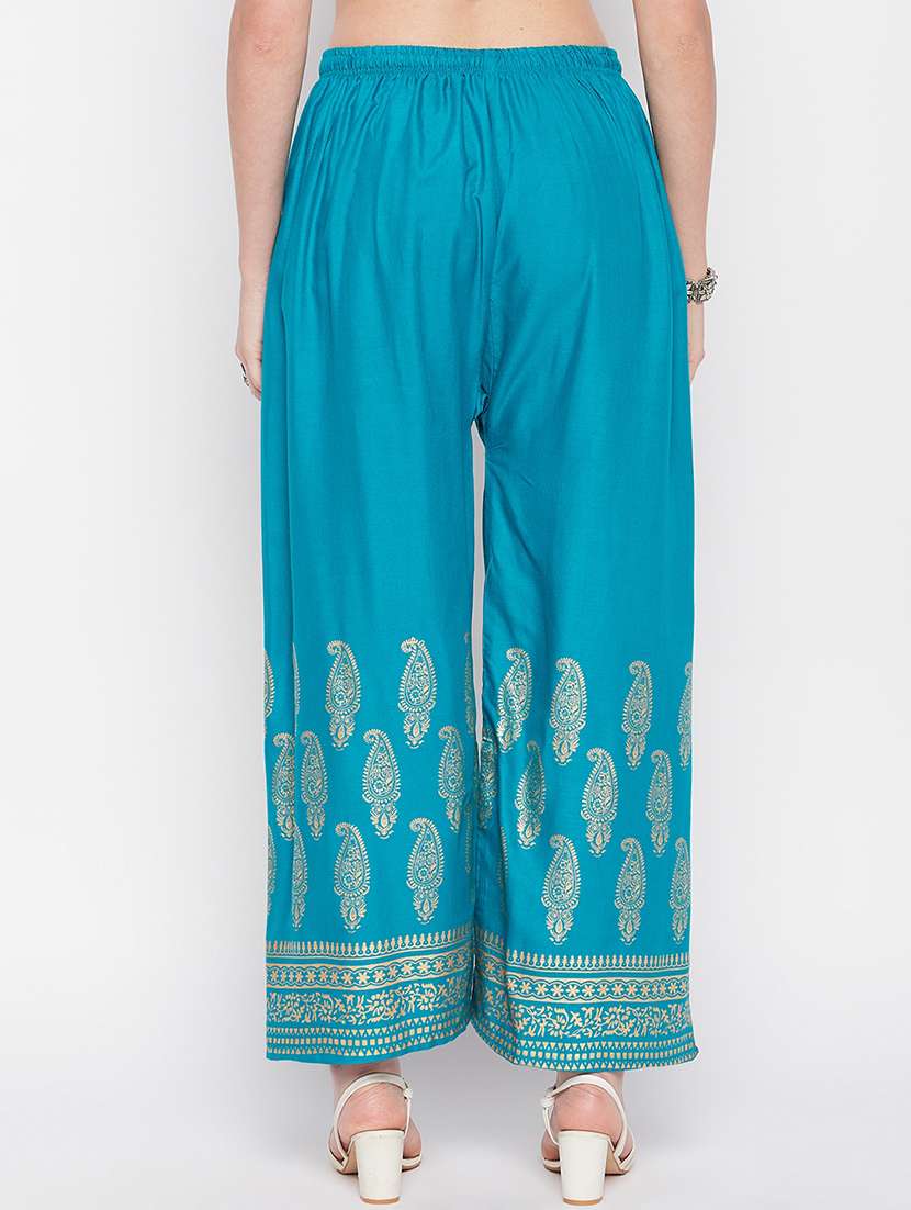 green rayon straight palazzo - 19840850 -  Standard Image - 2