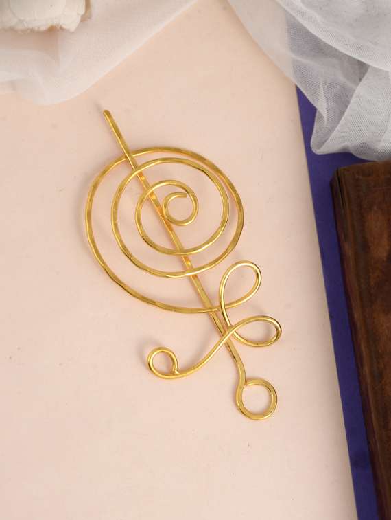 gold plated metalic hair bun pin - 19847119 -  Standard Image - 2