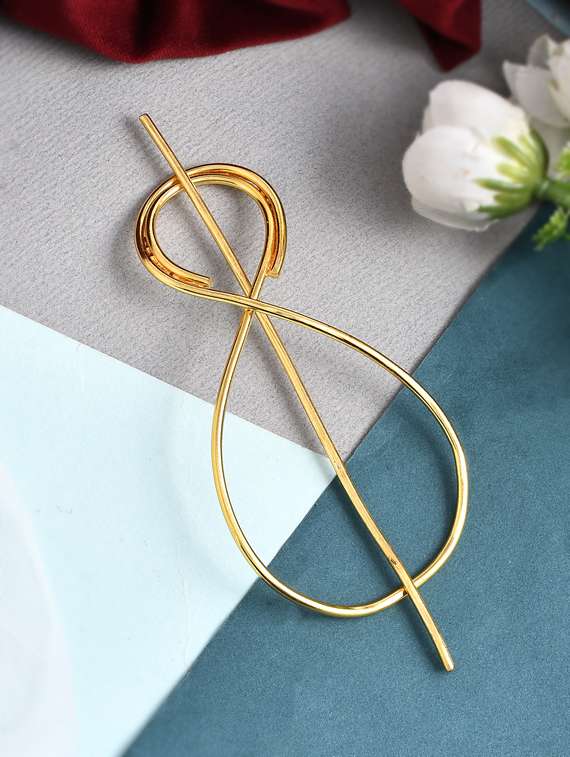 gold plated metallic hair bun pin - 19847120 -  Standard Image - 2