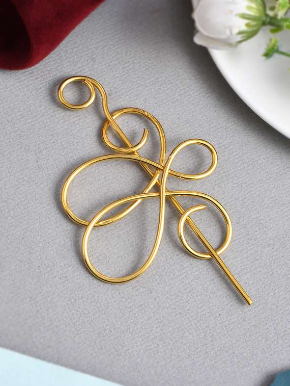 gold plated metallic hair bun pin - 19847121 -  Standard Image - 2