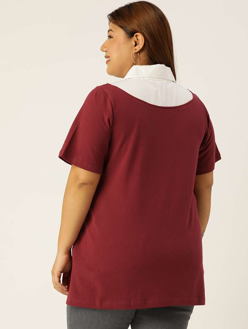 women's straight collared top - 19847124 - Standard Image - 2