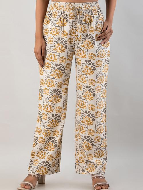 mid rise printed wide leg trouser - 19847179 - Standard Image - 0
