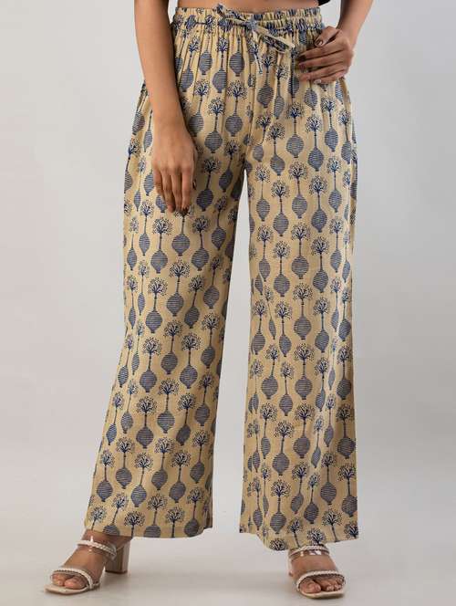 mid rise printed wide leg trouser - 19847190 - Standard Image - 0