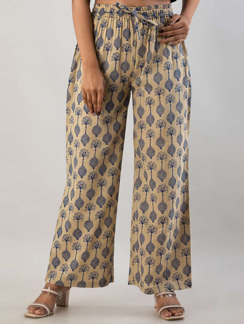 mid rise printed wide leg trouser
