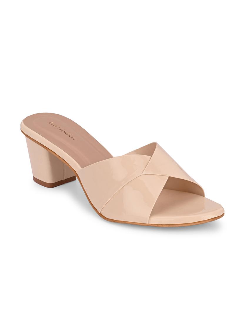 beige synthetic slip on sandals - 19847455 - Standard Image - 2