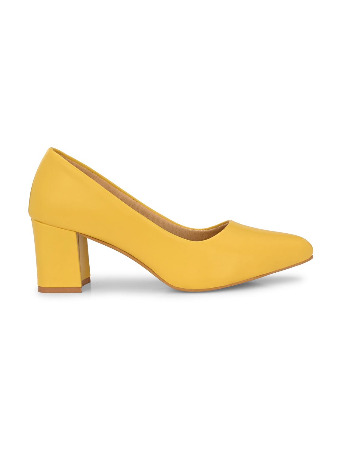 yellow synthetic slip on pumps - 19847458 - Standard Image - 2