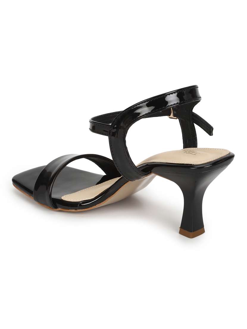 black patent leather ankle strap sandals - 19848023 -  Standard Image - 2