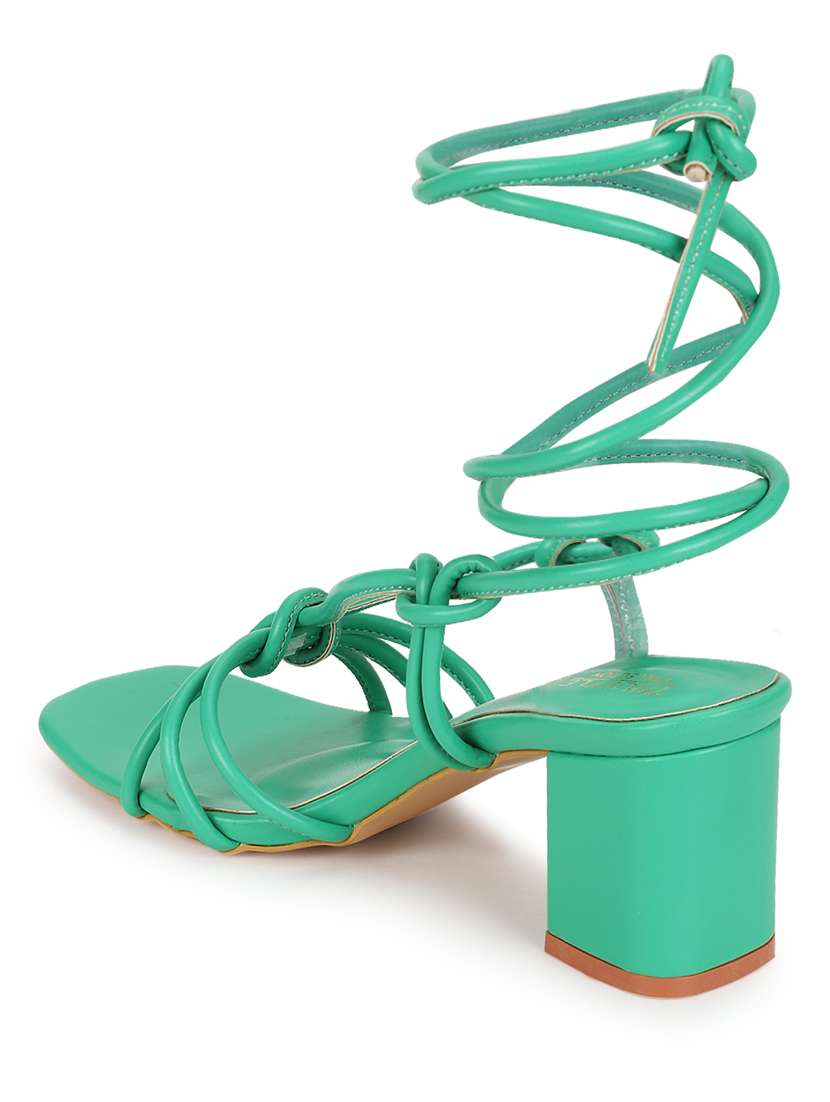 green tie up strappy sandal - 19848027 - Standard Image - 2