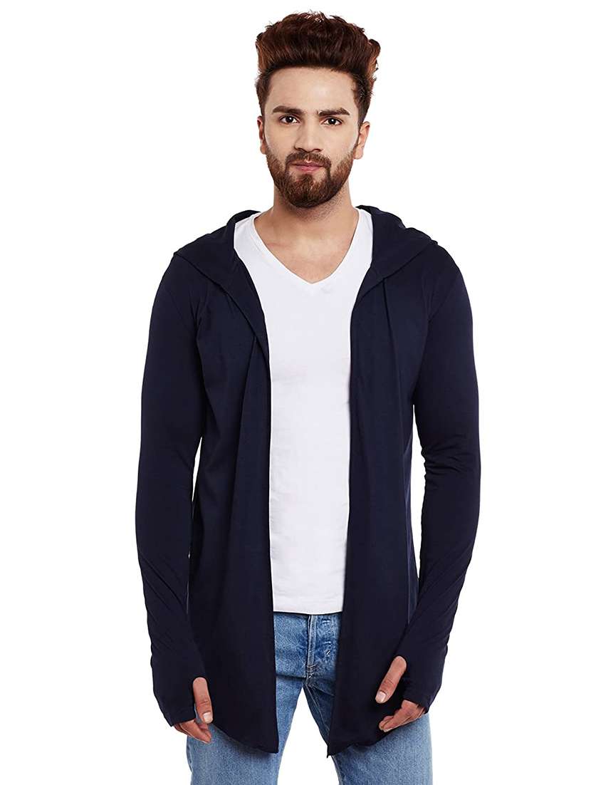 blue cotton blend shrug