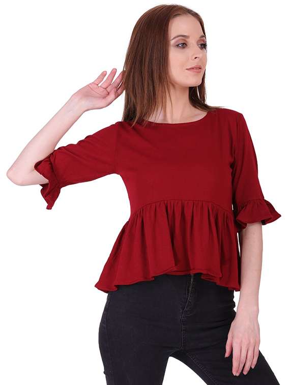 women's peplum round neck top