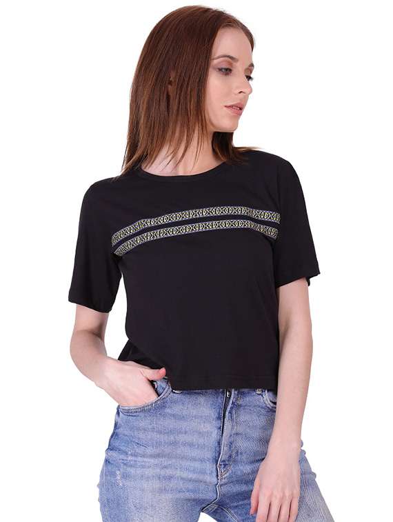 women's straight round neck top