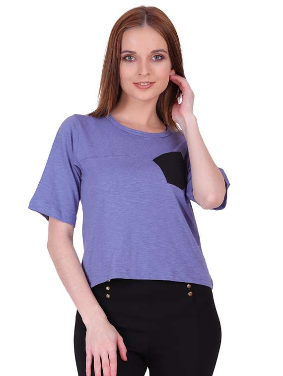 women's crop round neck top