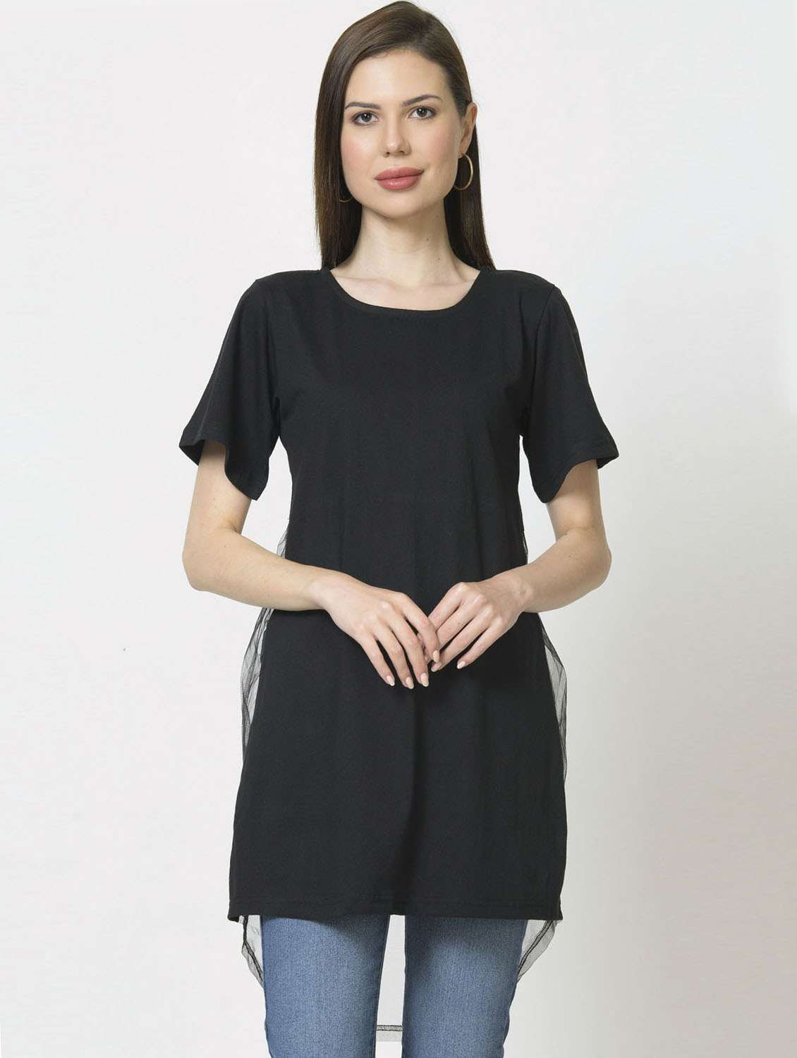 women's straight round neck top