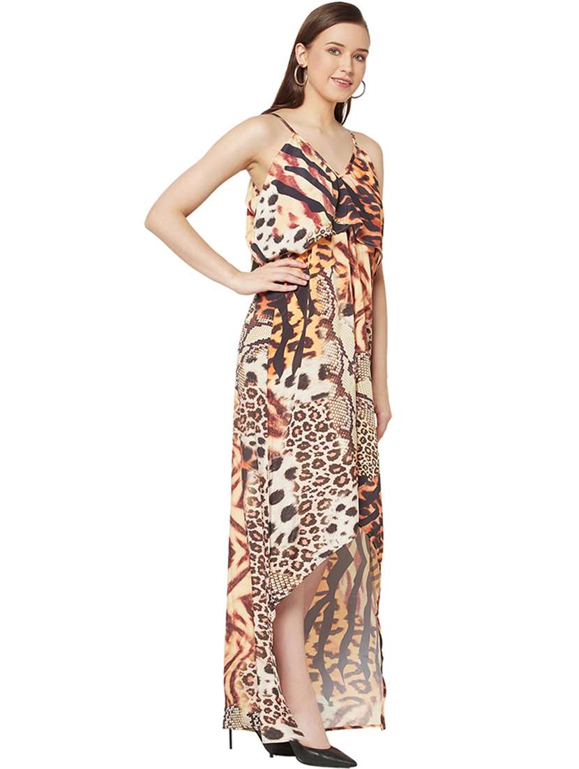 women's high low animal print dress - 19848438 - Standard Image - 2