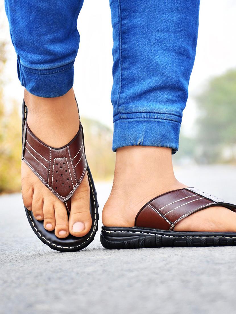 brown synthetic slip on flip flop - 19848675 - Zoom Image - 0