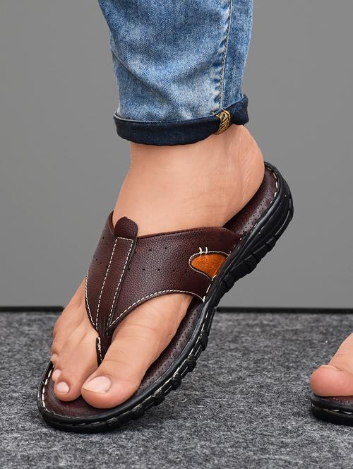 brown synthetic slip on flip flop - 19848688 -  Standard Image - 0