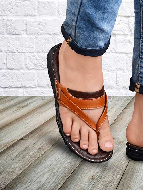 tan synthetic slip on flip flop - 19848695 -  Standard Image - 0