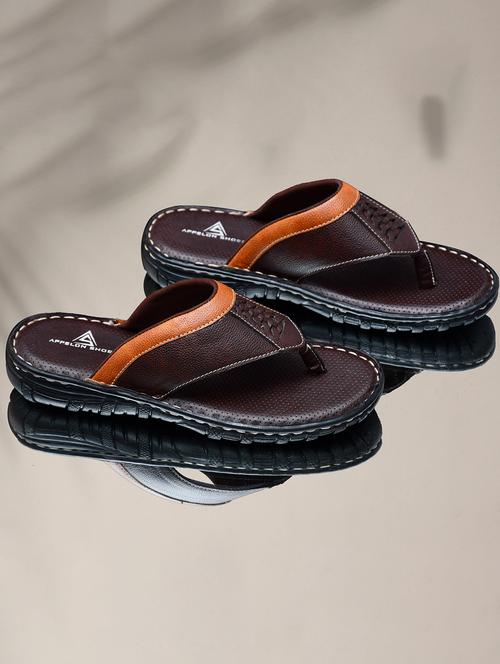 brown synthetic slip on flip flop - 19848732 -  Standard Image - 0