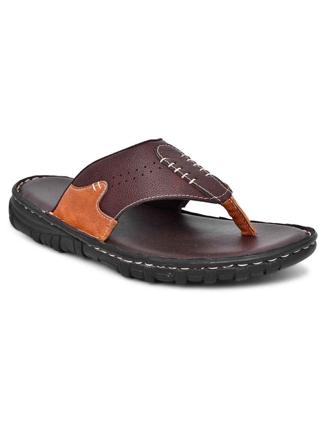 brown synthetic slip on flip flop
