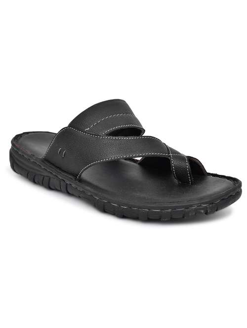 black synthetic slip on flip flop - 19848746 -  Standard Image - 0