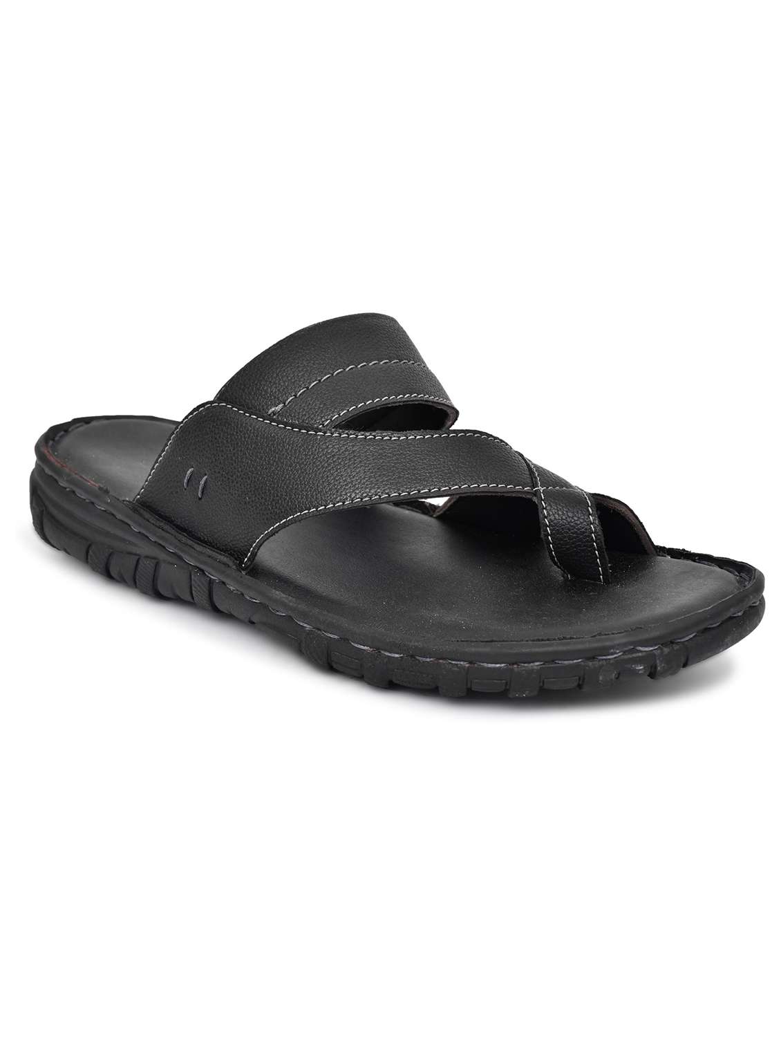 black synthetic slip on flip flop