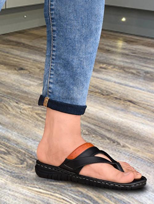 black synthetic slip on flip flop - 19848773 - Standard Image - 0