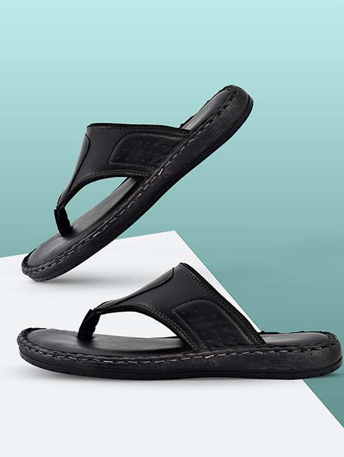 black synthetic slip on flip flop - 19848775 - Standard Image - 0