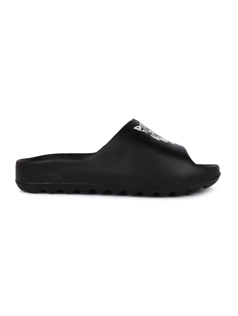 black rubber slip on flip flops - 19849367 -  Standard Image - 2
