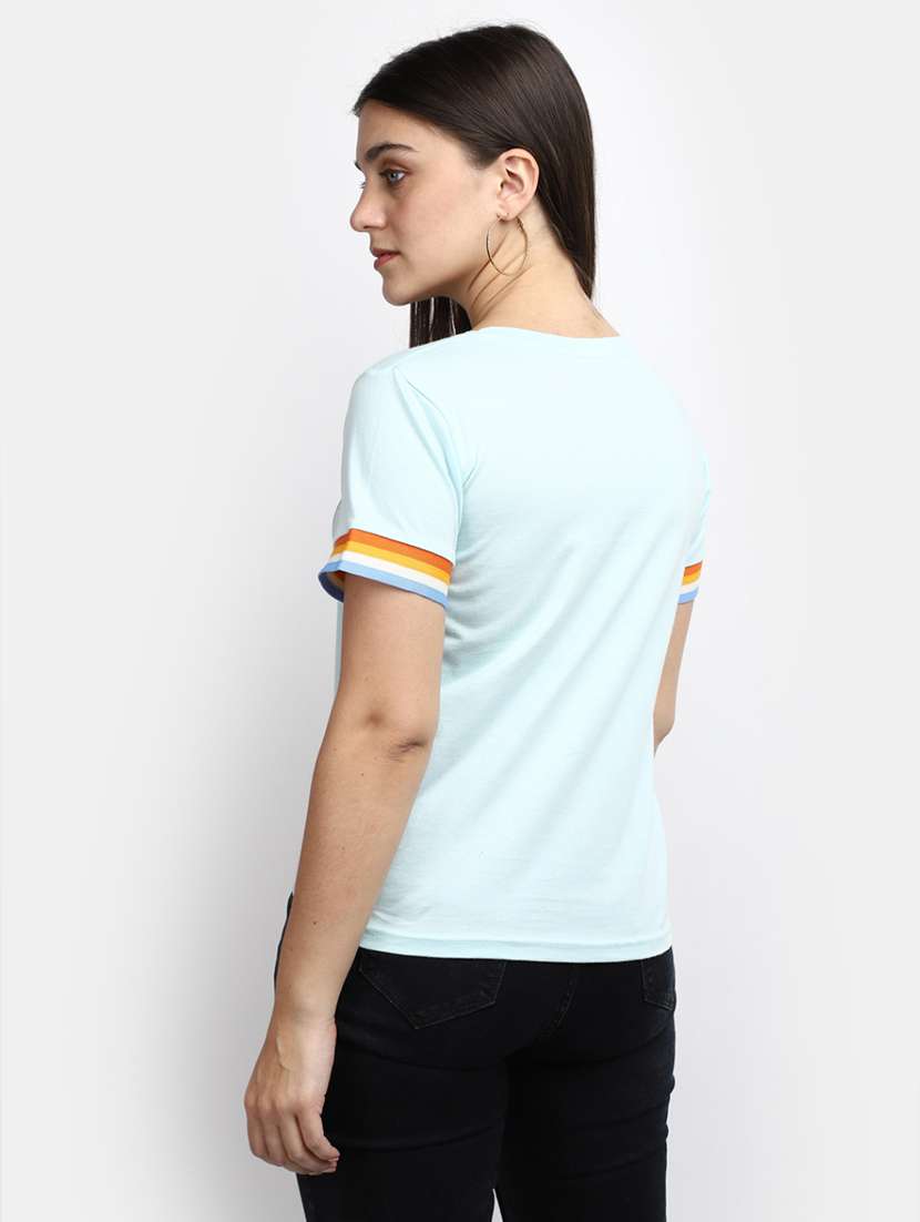 women's chest print round neck t-shirt - 19850290 -  Standard Image - 2