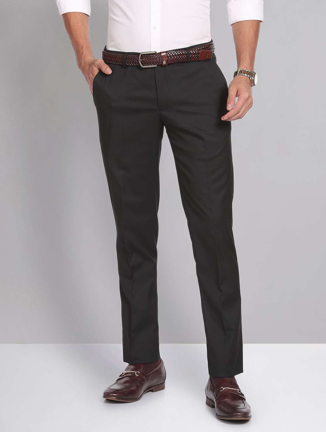 mid rise solid formal trouser