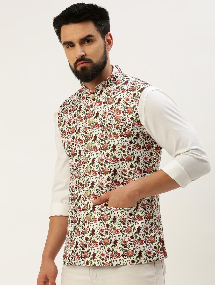 white cotton nehru jacket - 19855908 - Standard Image - 2