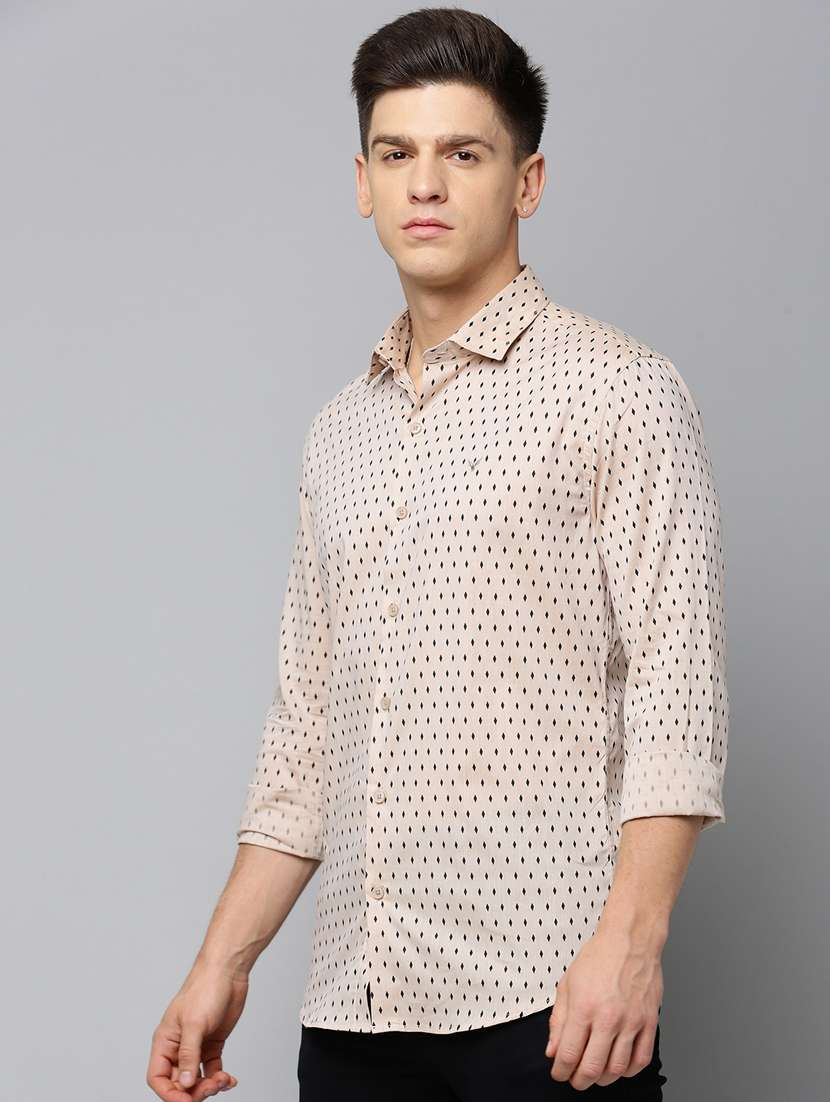 men yellow regular fit micro print casual shirt - 19856014 -  Standard Image - 2